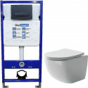 Унитаз с инсталляцией Ceramicanova Forma CN3009 + WellWant Standart 50 WWISI111BB с сиденьем Микролифт и Черной матовой клавишей смыва