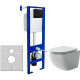 Унитаз с инсталляцией Ceramicanova Forma CN3009 + Berges Atom 410 040340 с сиденьем Микролифт и Черной матовой клавишей смыва