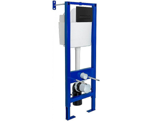 Унитаз с инсталляцией Ceramicanova Forma CN3009 + Berges Atom 410 040340 с сиденьем Микролифт и Черной матовой клавишей смыва