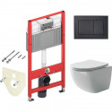 Унитаз с инсталляцией Ceramicanova Forma CN3009 + Tece Now 9400414 с сиденьем Микролифт и Черной матовой клавишей смыва