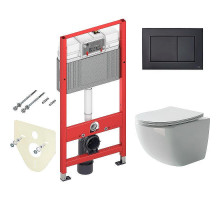 Унитаз с инсталляцией Ceramicanova Forma CN3009 + Tece Now 9400414 с сиденьем Микролифт и Черной матовой клавишей смыва