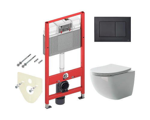 Унитаз с инсталляцией Ceramicanova Forma CN3009 + Tece Now 9400414 с сиденьем Микролифт и Черной матовой клавишей смыва