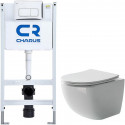 Унитаз с инсталляцией Ceramicanova Forma CN3009 + Charus City CR.200.21.01 с сиденьем Микролифт и клавишей смыва Хром глянцевый