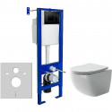 Унитаз с инсталляцией Ceramicanova Forma CN3009 + Berges Atom 410 040332 с сиденьем Микролифт и Черной матовой клавишей смыва