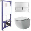 Унитаз с инсталляцией Ceramicanova Forma CN3009 + Berges Novum L3 040213 с сиденьем Микролифт и клавишей смыва Хром