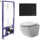 Унитаз с инсталляцией Ceramicanova Forma CN3009 + Berges Novum L5 040215 с сиденьем Микролифт и Черной матовой клавишей смыва