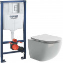 Унитаз с инсталляцией Ceramicanova Forma CN3009 + Grohe Rapid SL 38772001 с сиденьем Микролифт и клавишей смыва Хром