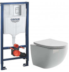 Унитаз с инсталляцией Ceramicanova Forma CN3009 + Grohe Rapid SL 38772001 с сиденьем Микролифт и клавишей смыва Хром
