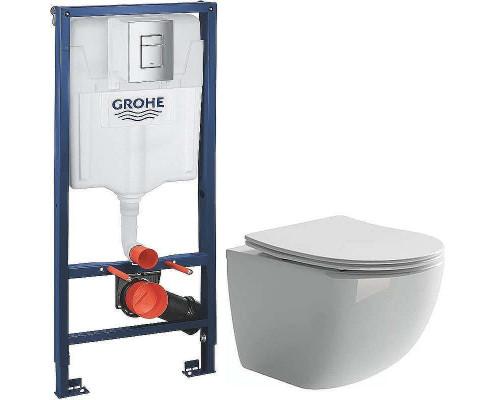 Унитаз с инсталляцией Ceramicanova Forma CN3009 + Grohe Rapid SL 38772001 с сиденьем Микролифт и клавишей смыва Хром