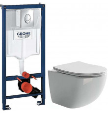 Унитаз с инсталляцией Ceramicanova Forma CN3009 + Grohe Rapid SL 38721001 с сиденьем Микролифт и клавишей смыва Хром