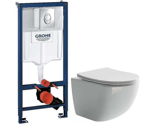 Унитаз с инсталляцией Ceramicanova Forma CN3009 + Grohe Rapid SL 38721001 с сиденьем Микролифт и клавишей смыва Хром