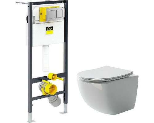 Унитаз с инсталляцией Ceramicanova Forma CN3009 + Viega Prevista Dry 8524.14 792596 с сиденьем Микролифт и клавишей смыва Хром