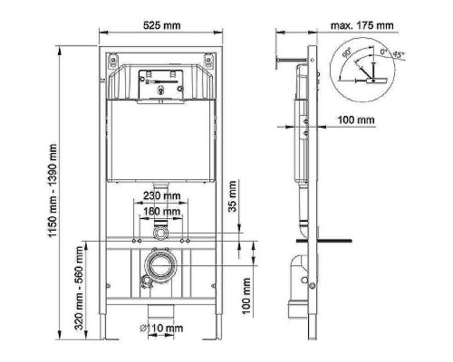 Унитаз с инсталляцией Ceramicanova Forma CN3009 + Berges Novum D5 040235 с сиденьем Микролифт и Черной матовой клавишей смыва