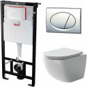 Унитаз с инсталляцией Ceramicanova Forma CN3009 + Alcaplast Sadromodul AM101/1120-3:1 RU M71-0001 с сиденьем Микролифт и клавишей смыва Хром