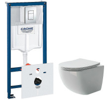 Унитаз с инсталляцией Ceramicanova Forma CN3009 + Grohe Rapid SL 38775001 с сиденьем Микролифт и клавишей смыва Хром