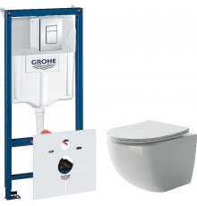 Унитаз с инсталляцией Ceramicanova Forma CN3009 + Grohe Rapid SL 38775001 с сиденьем Микролифт и клавишей смыва Хром