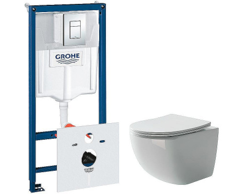 Унитаз с инсталляцией Ceramicanova Forma CN3009 + Grohe Rapid SL 38775001 с сиденьем Микролифт и клавишей смыва Хром