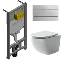 Комплект унитаза Ceramicanova Forma CN3009 с сиденьем Микролифт и инсталляцией Jacob Delafon E29025-NF+E4316-CP с клавишей смыва Хром