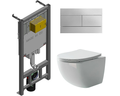 Комплект унитаза Ceramicanova Forma CN3009 с сиденьем Микролифт и инсталляцией Jacob Delafon E29025-NF+E4316-CP с клавишей смыва Хром