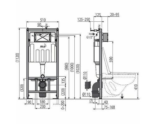 Комплект унитаза Ceramicanova Forma CN3009 с инсталляцией Alcaplast Sadromodul AM101/1120-3:1 RU M71-0001 с сиденьем Микролифт и клавишей смыва Хром