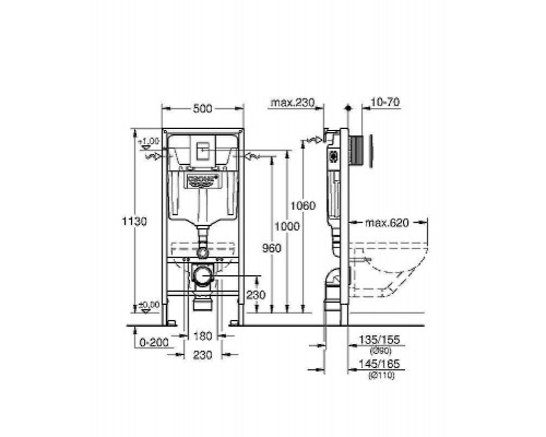 Комплект унитаза Ceramicanova Forma CN3009 с инсталляцией Grohe Rapid SL 38775001 с сиденьем Микролифт и клавишей смыва Хром