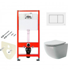 Комплект унитаза Ceramicanova Forma CN3009 с инсталляцией Tece Base 9400413 с сиденьем Микролифт и Белой клавишей смыва