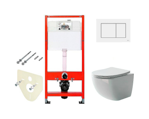 Комплект унитаза Ceramicanova Forma CN3009 с инсталляцией Tece Base 9400413 с сиденьем Микролифт и Белой клавишей смыва