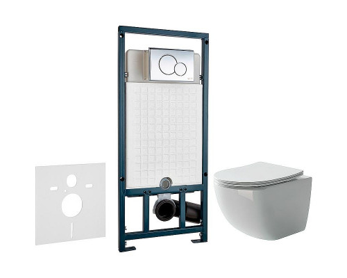 Комплект унитаза Ceramicanova Forma CN3009 с сиденьем Микролифт и инсталляцией WeltWasser WW Marberg 507 10000005949+10000005952 с клавишей смыва Хром глянцевый