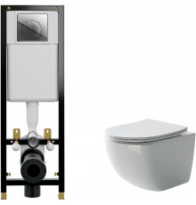 Комплект унитаза Ceramicanova Forma CN3009 с инсталляцией Cersanit Black 35 S-IN-BLACK-Cg-w с сиденьем Микролифт и клавишей смыва Хром