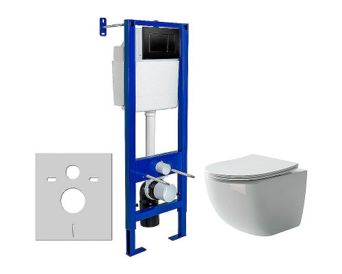 Комплект унитаза Ceramicanova Forma CN3009 с инсталляцией Berges Atom 410 040332 с сиденьем Микролифт и Черной матовой клавишей смыва