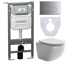 Комплект унитаза с инсталляцией Ceramicanova Forma CN3009_1001M_1000 с сиденьем Микролифт и клавишей смыва Хром матовый