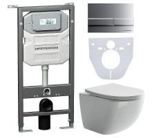 Комплект унитаза с инсталляцией Ceramicanova Forma CN3009_1002M_1000 с сиденьем Микролифт и клавишей смыва Хром матовый