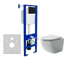 Комплект унитаза Ceramicanova Forma CN3009 с инсталляцией Berges Atom 410 040340 с сиденьем Микролифт и Черной матовой клавишей смыва