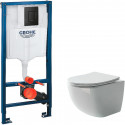 Комплект унитаза Ceramicanova Forma CN3009 с инсталляцией Grohe Rapid SL 38811KF0 с сиденьем Микролифт и Черной матовой клавишей смыва
