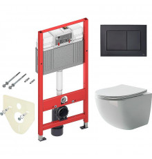 Комплект унитаза Ceramicanova Forma CN3009 с инсталляцией Tece Now 9400414 с сиденьем Микролифт и Черной матовой клавишей смыва