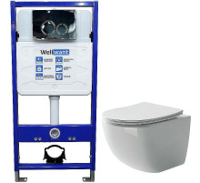 Комплект унитаза Ceramicanova Forma CN3009 с инсталляцией WellWant Standart 50 WWISI1110B с сиденьем Микролифт и клавишей смыва Хром глянцевый