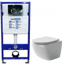 Комплект унитаза Ceramicanova Forma CN3009 с инсталляцией WellWant Standart 50 WWISI1110B с сиденьем Микролифт и клавишей смыва Хром глянцевый