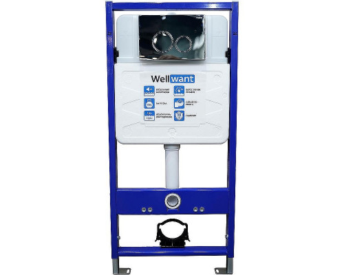 Комплект унитаза Ceramicanova Forma CN3009 с инсталляцией WellWant Standart 50 WWISI1110B с сиденьем Микролифт и клавишей смыва Хром глянцевый