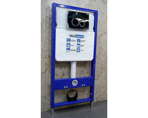 Комплект унитаза Ceramicanova Forma CN3009 с инсталляцией WellWant Standart 50 WWISI1110B с сиденьем Микролифт и клавишей смыва Хром глянцевый