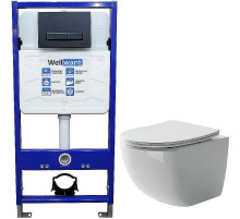 Комплект унитаза Ceramicanova Forma CN3009 с инсталляцией WellWant Standart 50 WWISI111BB с сиденьем Микролифт и Черной матовой клавишей смыва