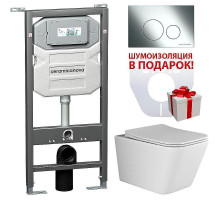 Комплект унитаза с инсталляцией Ceramicanova Metric CN3007_1001CH_1000 с сиденьем Микролифт и клавишей смыва Хром