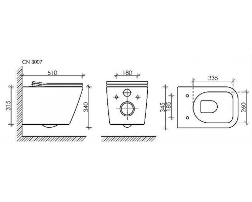 Комплект унитаза с инсталляцией Ceramicanova Metric CN3007_1001CH_1000 с сиденьем Микролифт и клавишей смыва Хром