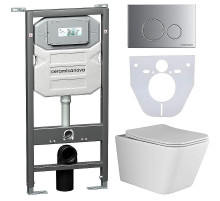 Комплект унитаза с инсталляцией Ceramicanova Metric CN3007_1001M_1000 с сиденьем Микролифт и клавишей смыва Хром матовый