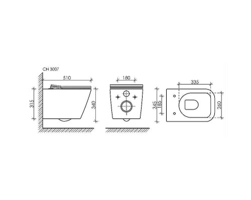 Комплект унитаза с инсталляцией Ceramicanova Metric CN3007_1001M_1000 с сиденьем Микролифт и клавишей смыва Хром матовый