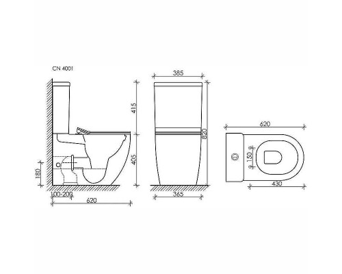 Унитаз компакт Ceramicanova Metropol CN4001-B без бачка и с сиденьем Микролифт