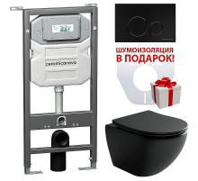 Унитаз с инсталляцией Ceramicanova Metropol CN4002MB_1001B_1000 с сиденьем Микролифт и Черной матовой клавишей смыва
