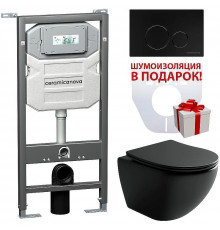 Унитаз с инсталляцией Ceramicanova Metropol CN4002MB_1001B_1000 с сиденьем Микролифт и Черной матовой клавишей смыва