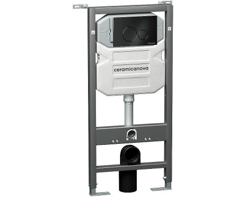 Унитаз с инсталляцией Ceramicanova Metropol CN4002MB_1001B_1000 с сиденьем Микролифт и Черной матовой клавишей смыва