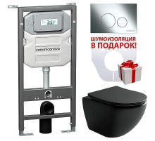 Унитаз с инсталляцией Ceramicanova Metropol CN4002MB_1001CH_1000 с сиденьем Микролифт и клавишей смыва Хром