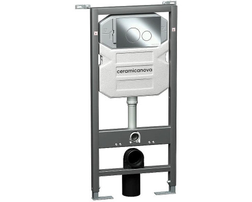 Унитаз с инсталляцией Ceramicanova Metropol CN4002MB_1001CH_1000 с сиденьем Микролифт и клавишей смыва Хром